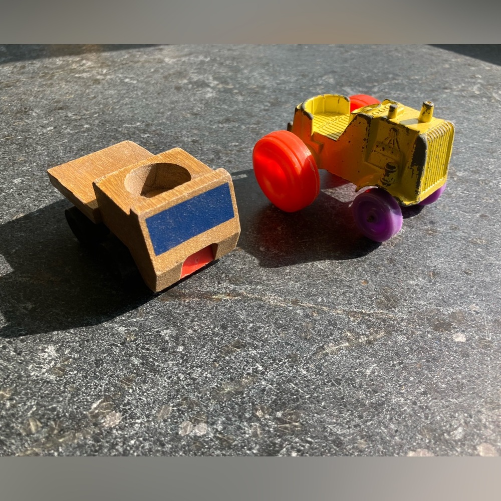 2/$10 - Vintage Tootsie Toy tractor and wooden truck